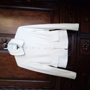 Jacob Women's Knit Ponte Ivory 5 Button Blazer W Peplem Size M